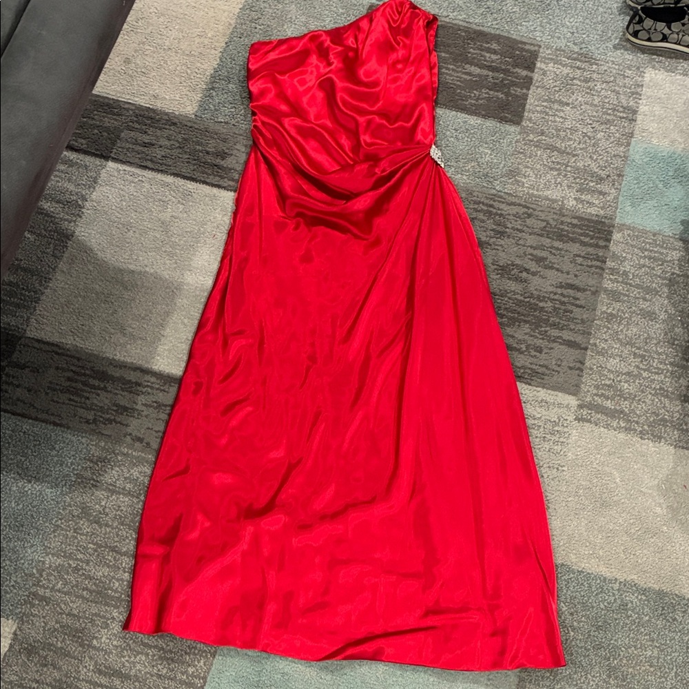 Rose Taft Vibrant Red One-Shoulder Dress